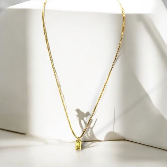 Gold-Plated Initial Bar Pendant Necklace 14k Over‎ stainless steel - Picture 8 of 16